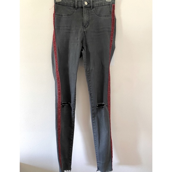 Zara Skinny Jeans With Red Stripe - Picture 1 of 2